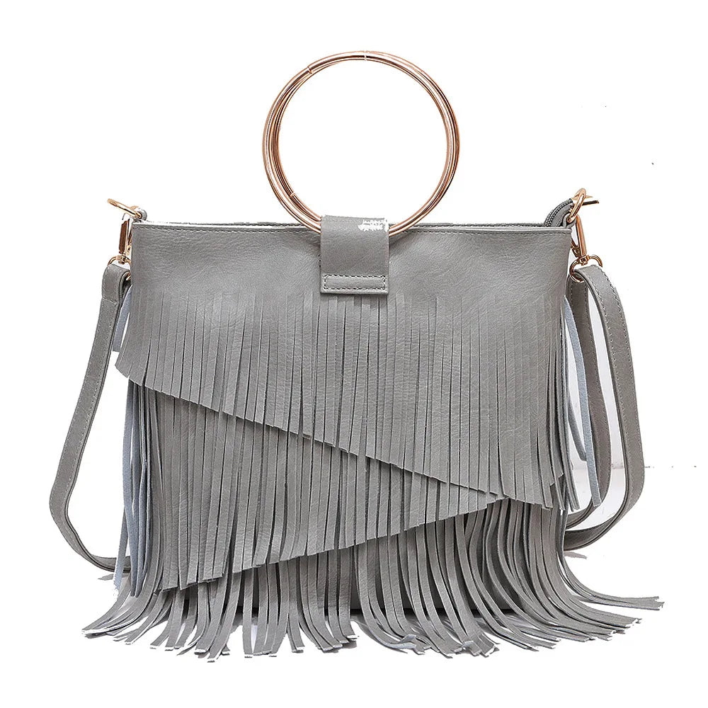 Bolso Cuadrado de PU con Flecos – Estilo Fashion y Versátil