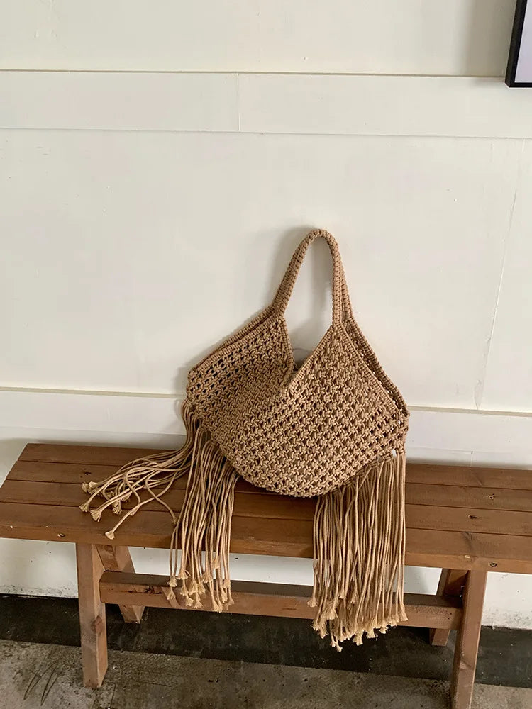 Bolso Tote de Paja y Algodón Orgánico – Estilo Artesanal de Gran Capacidad