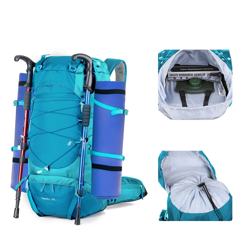 Mochila de Senderismo 50L WEST TUNE – Impermeable, Ligera y Profesional