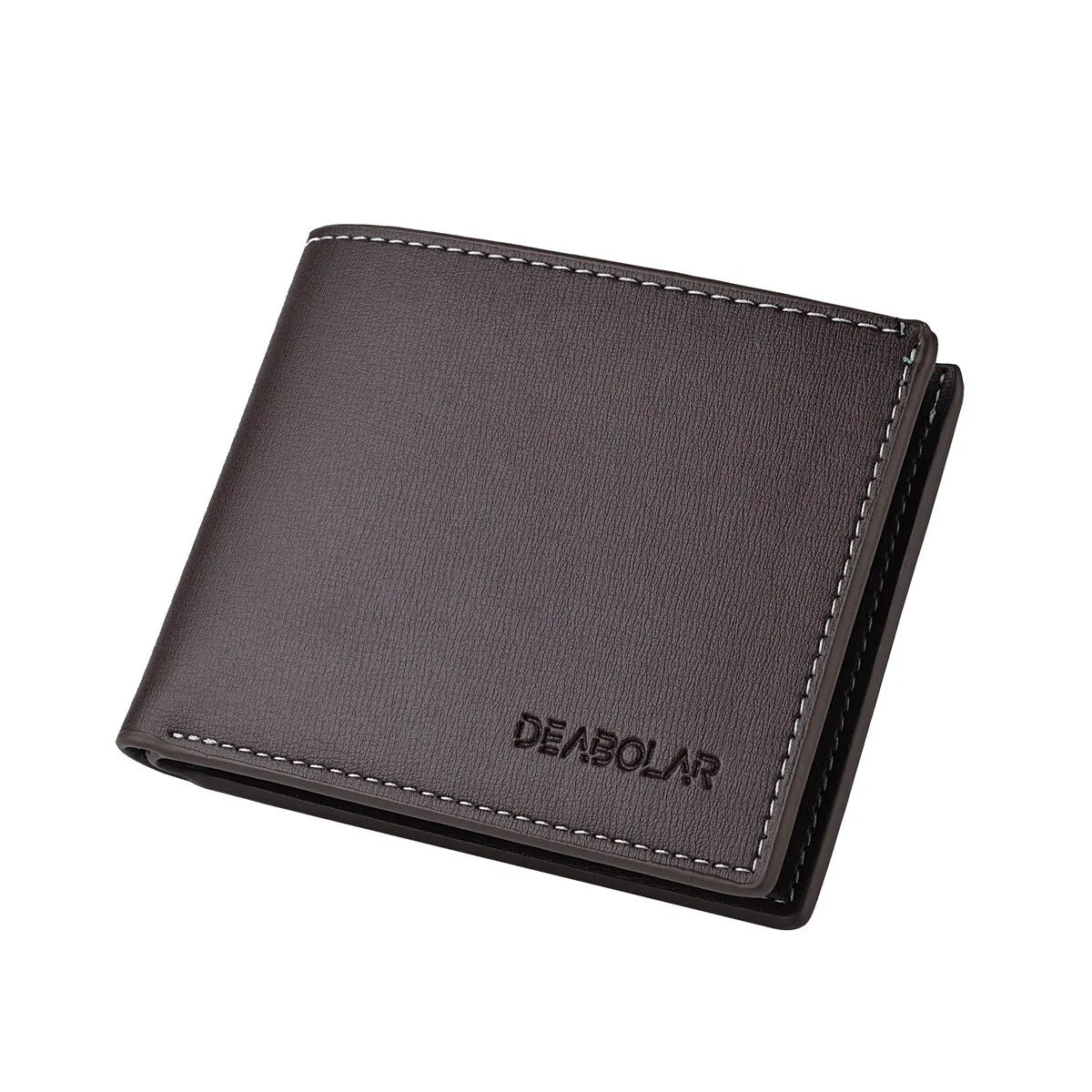 Cartera Fina Plegable de Piel Sintética para Hombre - Marrón
