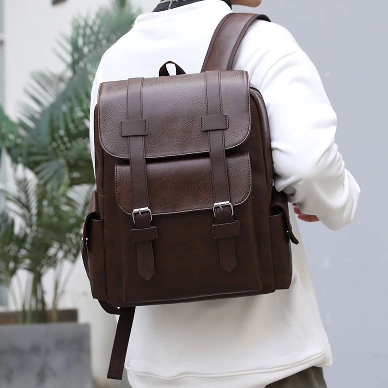 Mochila Casual de Cuero PU Café – Elegancia Urbana y Funcionalidad Diaria
