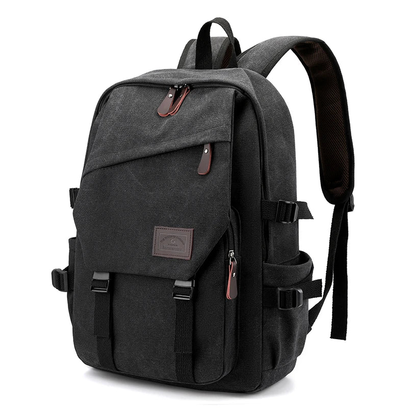 Mochila Unisex Negra de Lona – Compacta, Elegante y Resistente