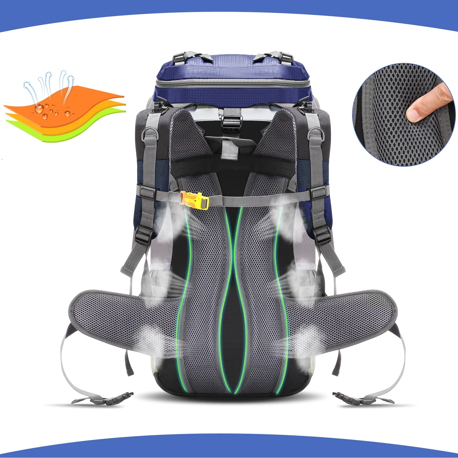 Mochila Outdoor LIXADA 60L Azul – Gran Capacidad y Máximo Confort