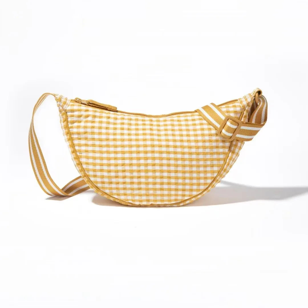 Bolso Bandolera Dumpling de Nylon a Cuadros