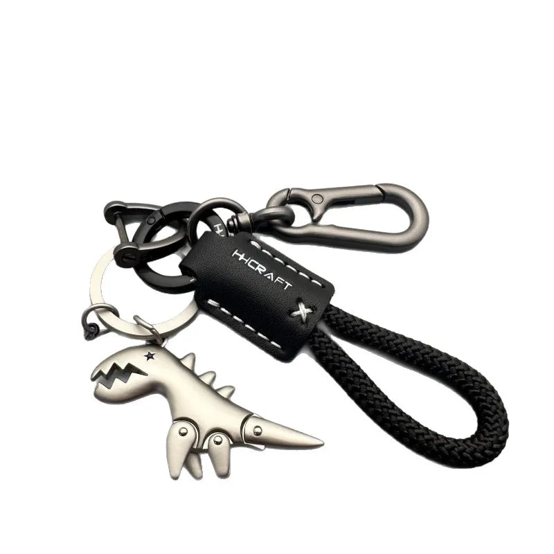 Charm de Dinosaurio de Acero y Cuero – Carácter Sofisticado con Toque Moderno