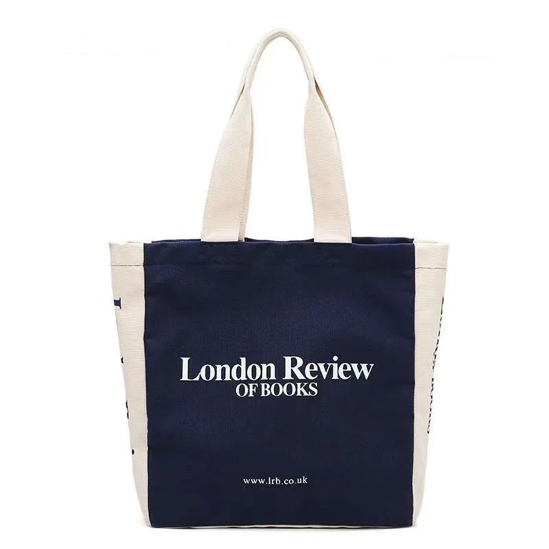 Bolso Tote de Lona Grande con Letras – Estilo Casual y Máxima Capacidad