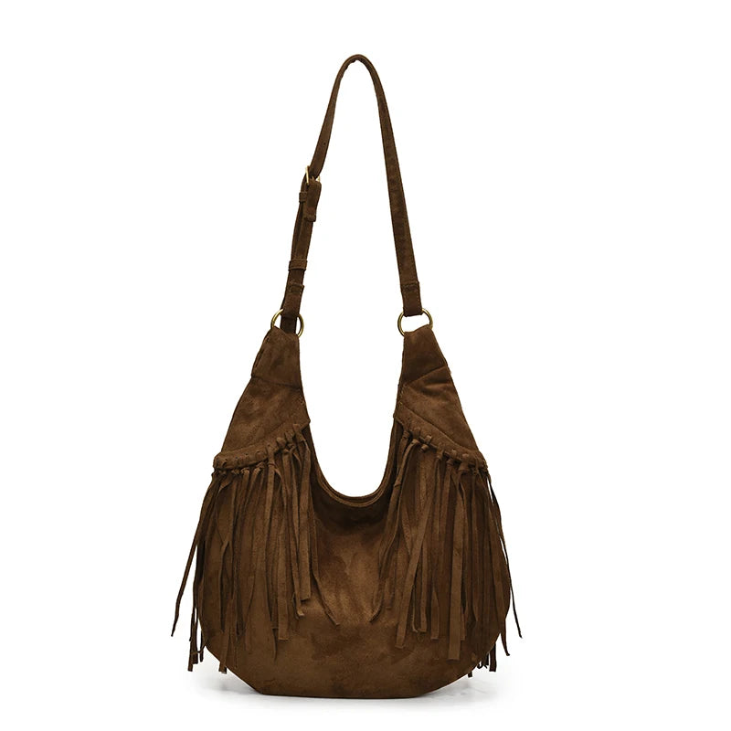 Bolso de Flecos Bohemio de Gamuza Sintética – Estilo y Comodidad