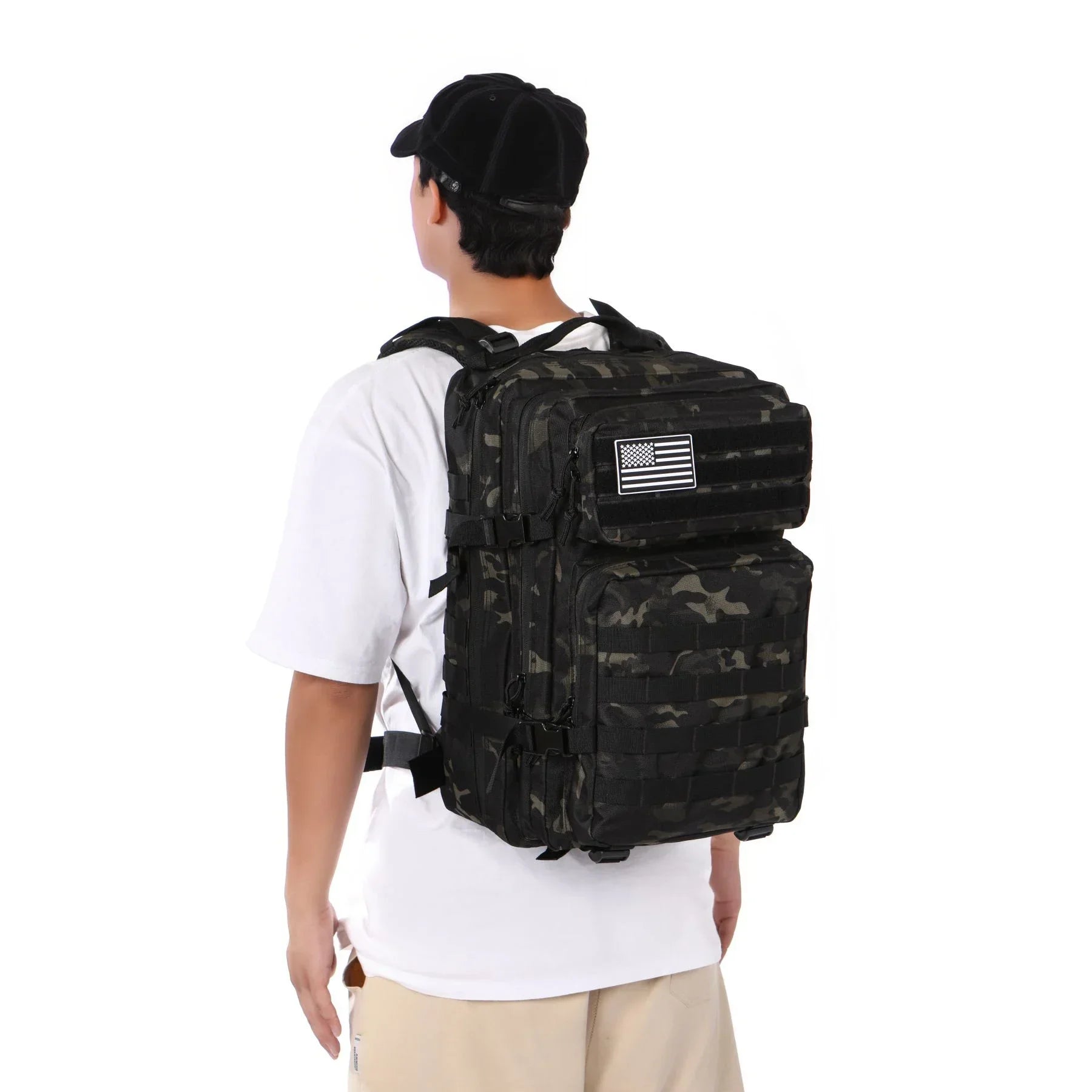 Mochila Táctica 50L Impermeable | Estilo Militar Negro