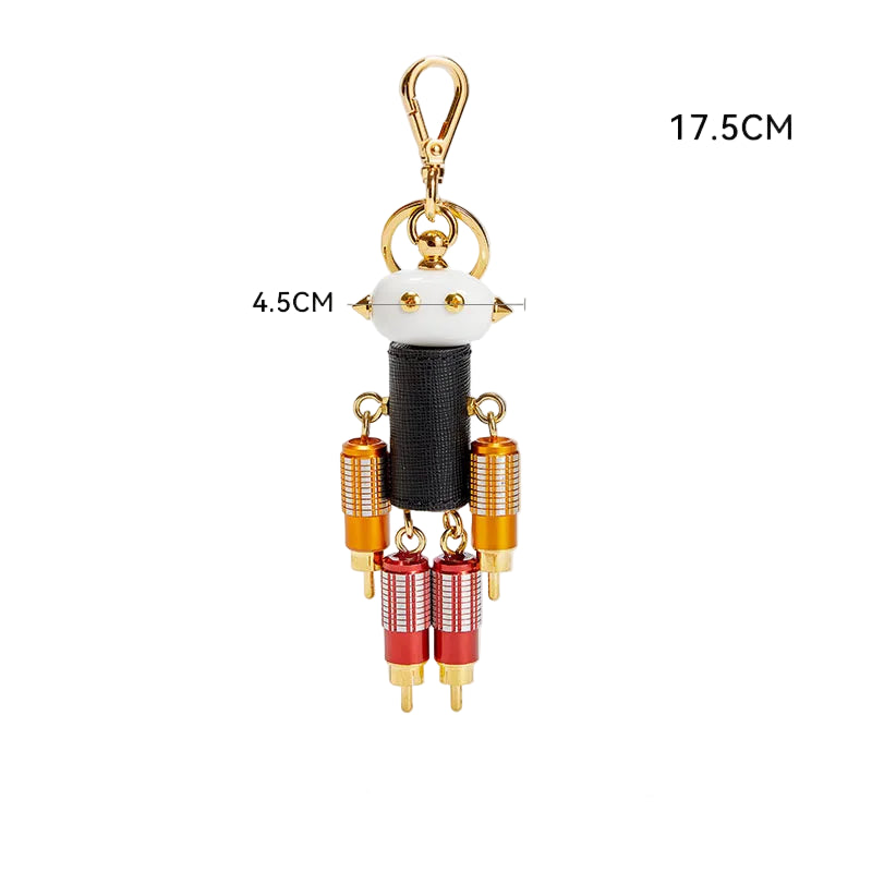 Charm Colgante Robot en Cuero Premium – Accesorio Único para Bolsos de Diseño
