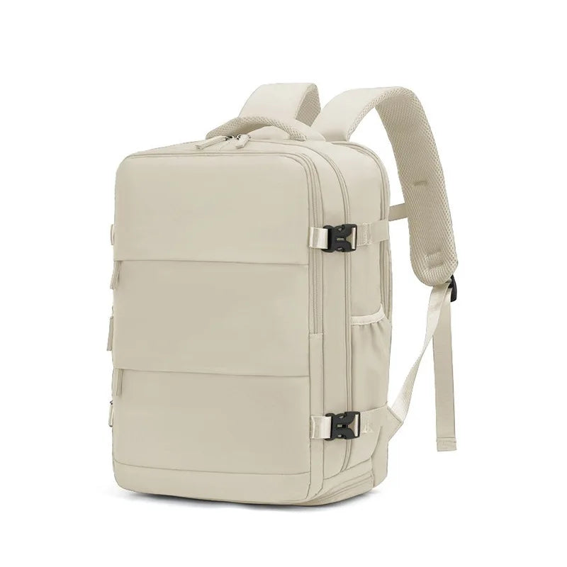 Mochila de Viaje White Edition – Diseño Antirrobo, Impermeable y con Zapatero Especial