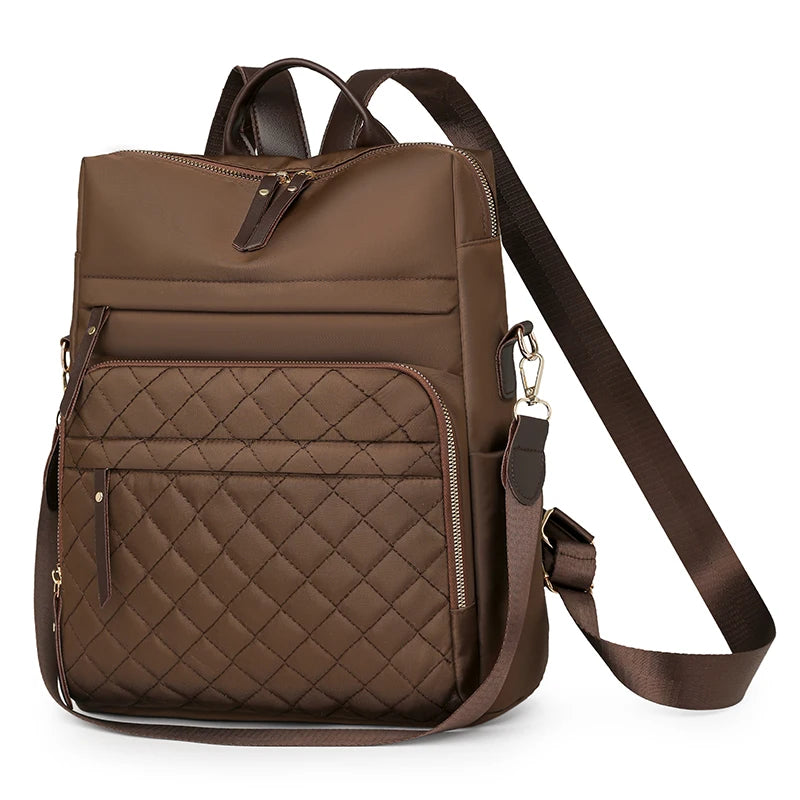 Mochila de Nailon Acolchada para Mujer – Estilo Coreano y Gran Capacidad