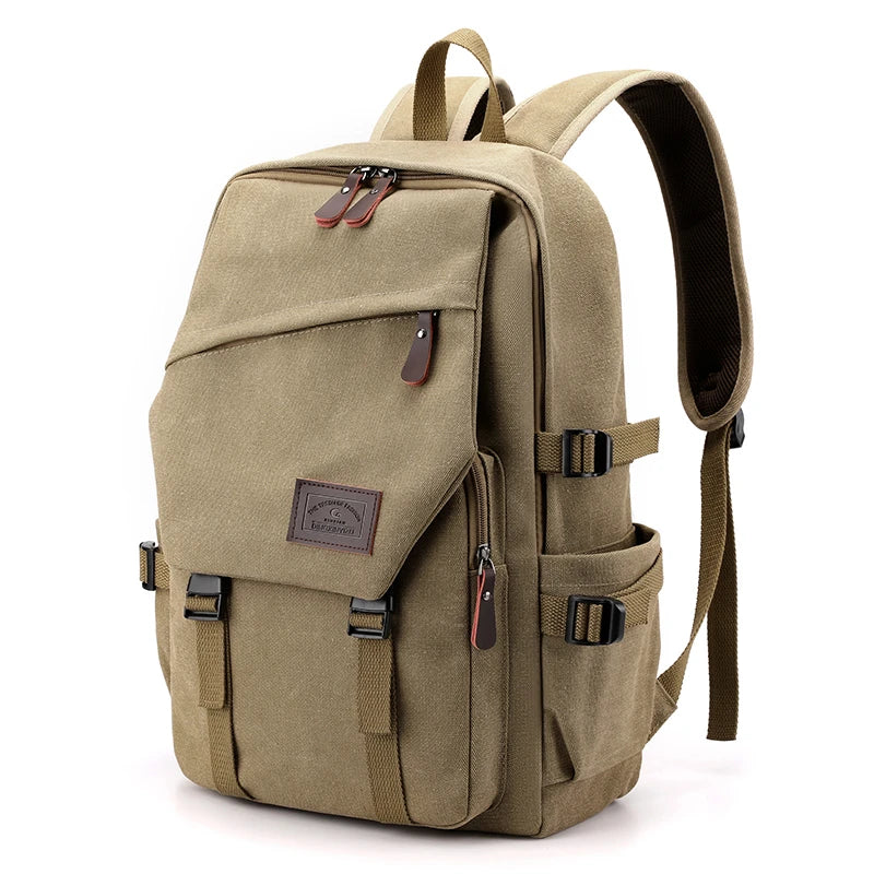 Mochila Unisex Caqui de Lona – Compacta, Versátil y Resistente