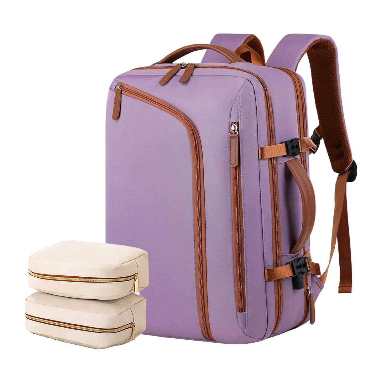 Mochila Ultraligera de Nailon Lila – Funcionalidad Suave y Estilo Actual