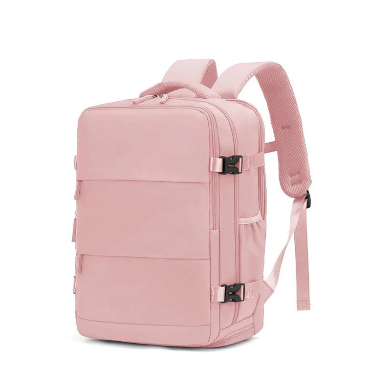 Mochila de Viaje Rosa Pastel – Diseño Antirrobo, Impermeable y con Zapatero Especial