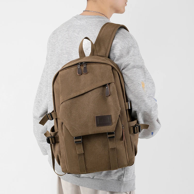 Mochila Unisex Caqui de Lona – Compacta, Versátil y Resistente