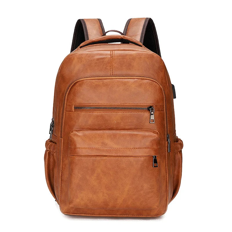 Mochila Urbana de Cuero PU Caqui – Estilo Natural y Funcionalidad Moderna