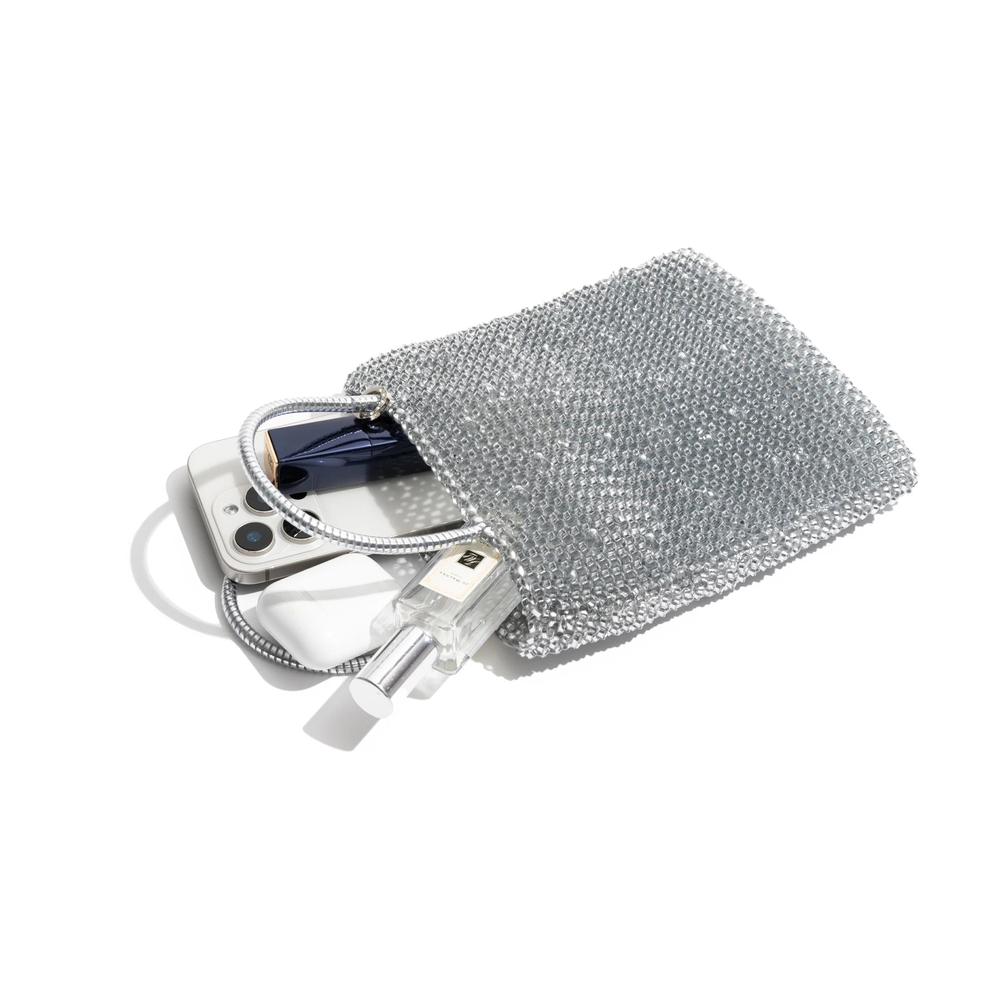 Bolso Hobo Plateado Trenzado – Diseño Brillante y Moderno