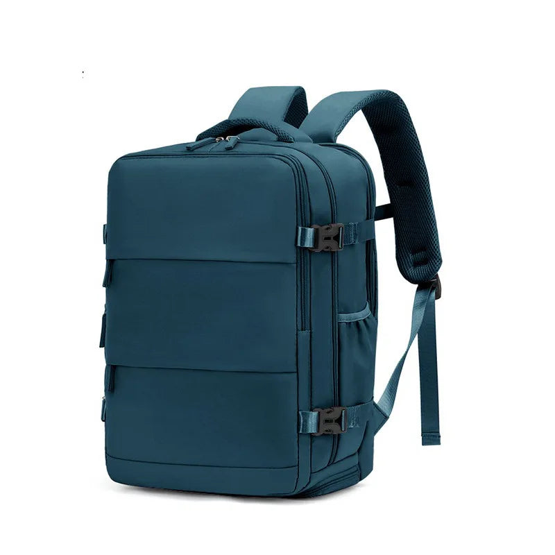 Mochila de Viaje Azul Pro – Antirrobo, Impermeable y con Compartimento para Calzado