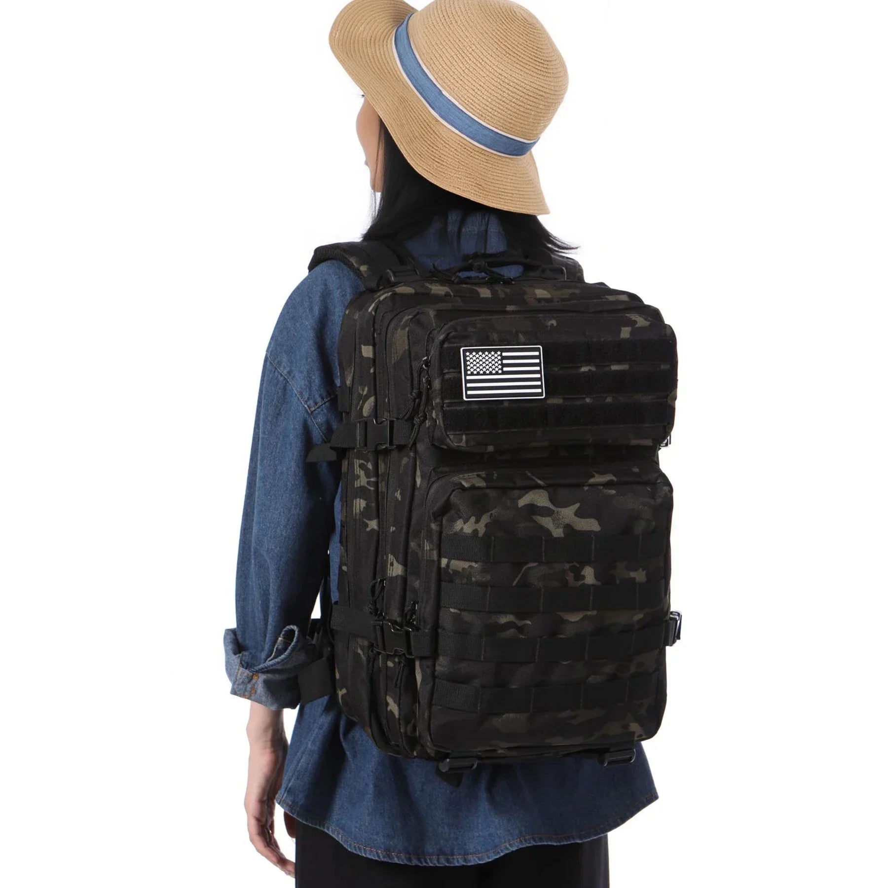 Mochila Táctica 50L Impermeable | Estilo Militar Negro
