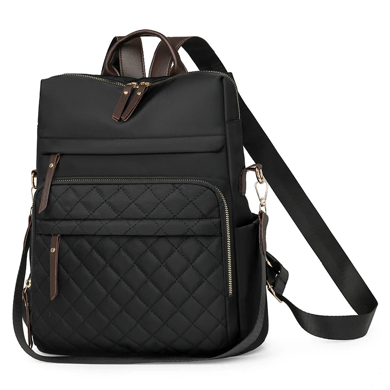 Mochila de Nailon Acolchada para Mujer – Estilo Coreano y Gran Capacidad