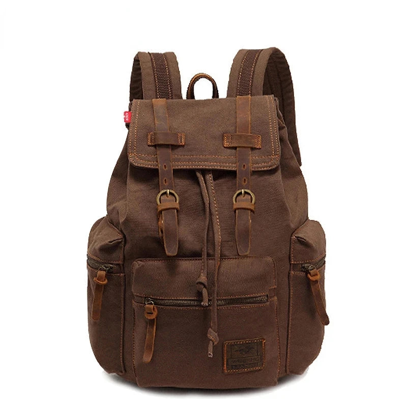 Mochila Vintage Coffee – Lona Premium de Gran Capacidad y Estilo Retro