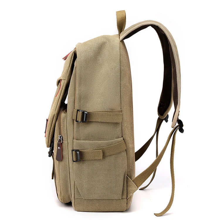 Mochila Unisex Caqui de Lona – Compacta, Versátil y Resistente