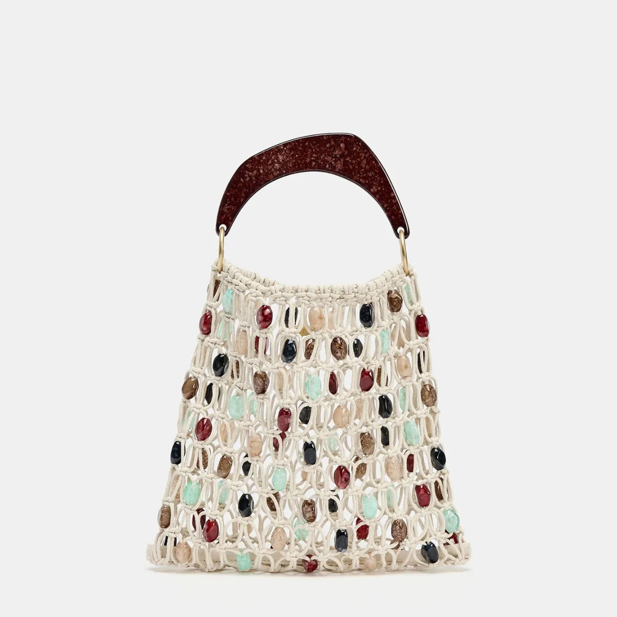Bolso de Rafia Tejido a Mano con Abalorios Boho