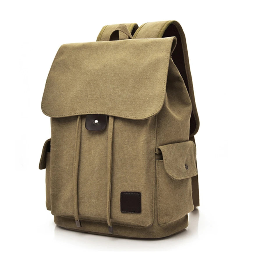 Mochila de Lona Preppy de Gran Capacidad – Estilo Casual y Funcionalidad Diaria