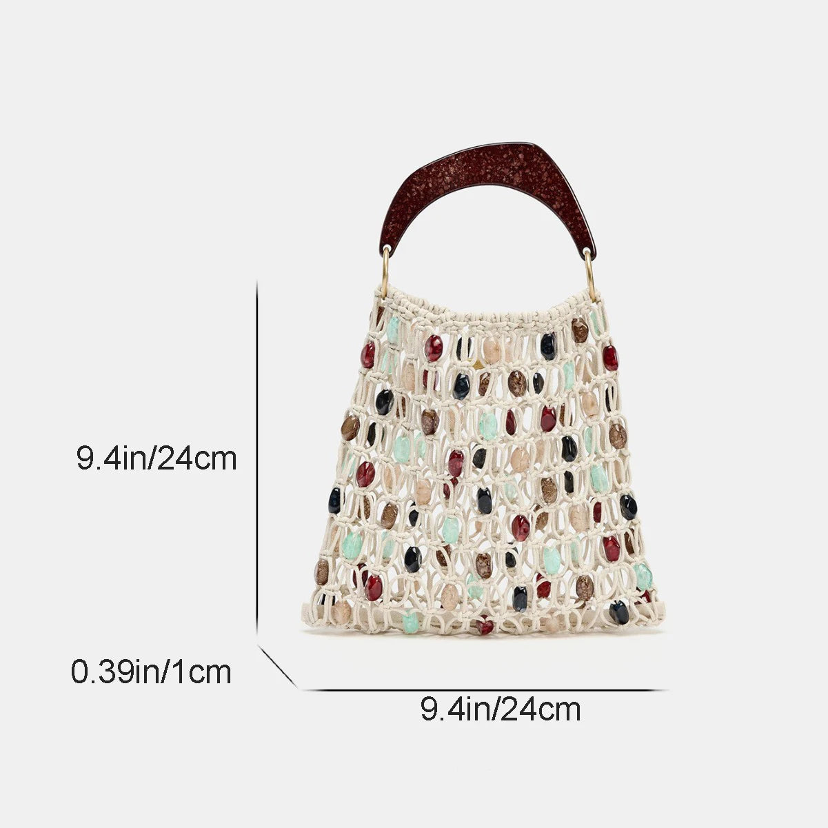 Bolso de Rafia Tejido a Mano con Abalorios Boho