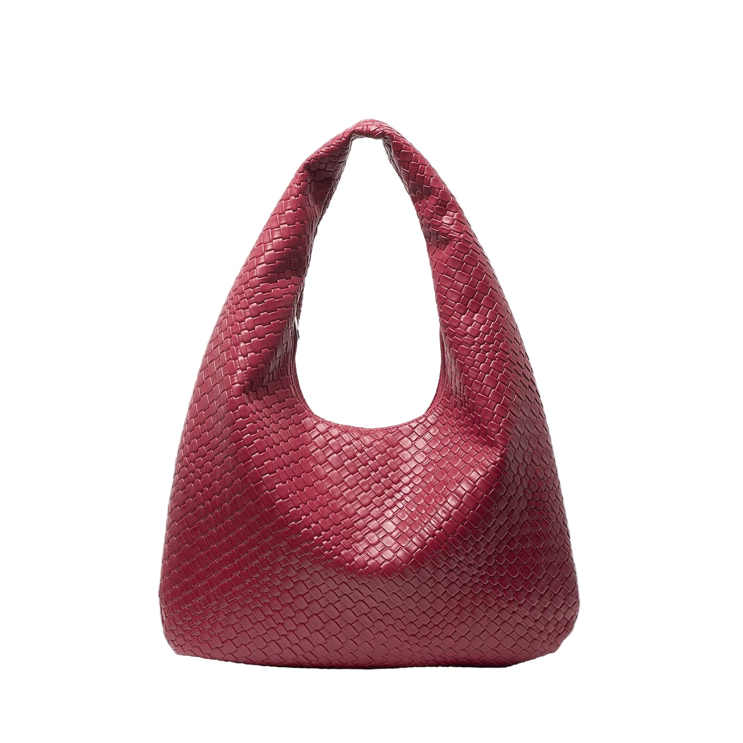 Bolso Media Luna PU Geométrico – Diseño Curvo en Amarillo y Rojo