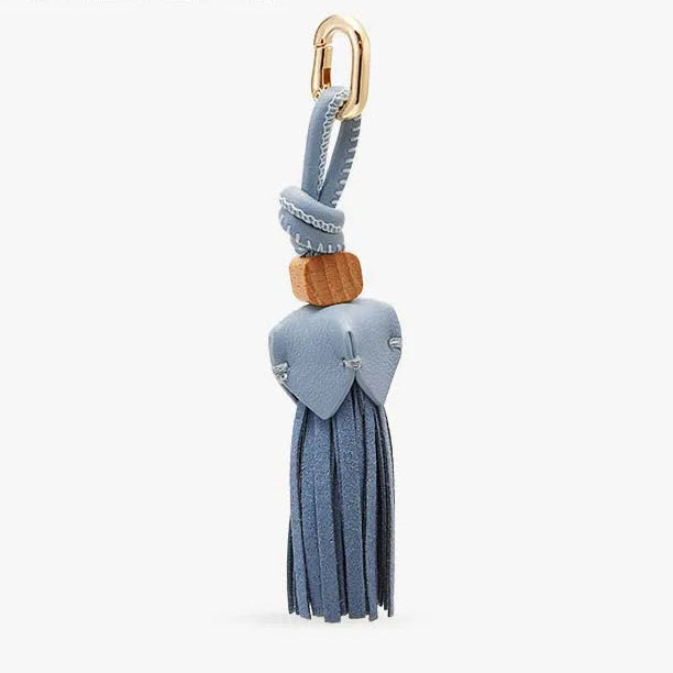 Charm Azul y Café con Borlas de PU – Toque Sofisticado para tu Bolso