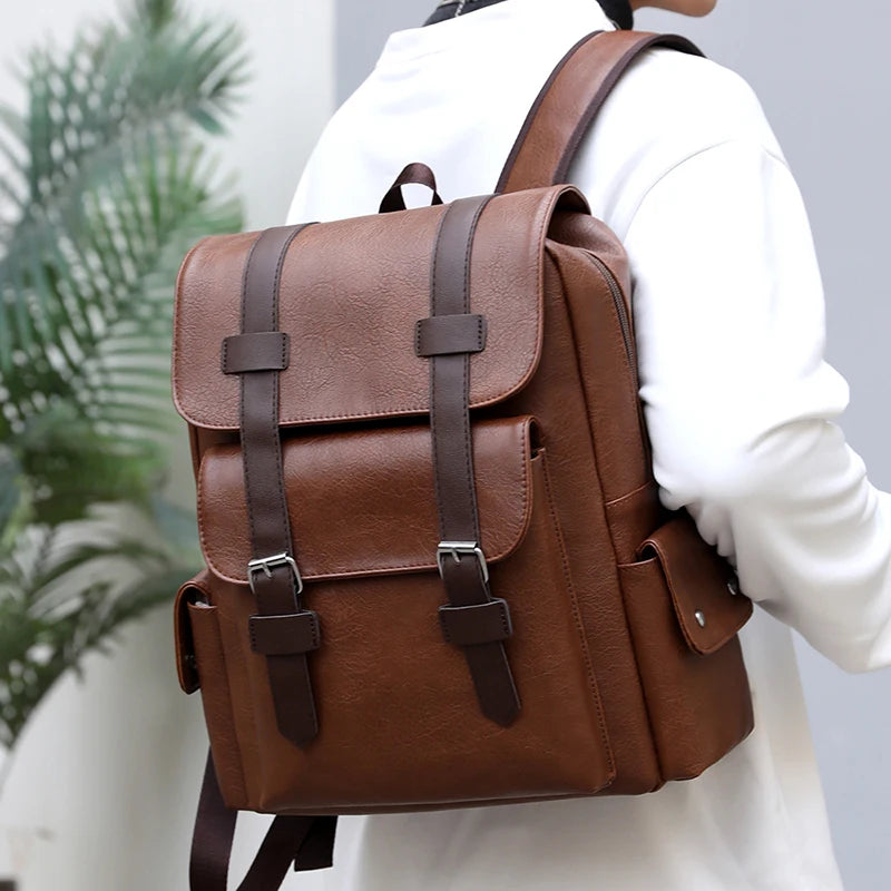 Mochila Casual de Cuero PU Café – Elegancia Urbana y Funcionalidad Diaria