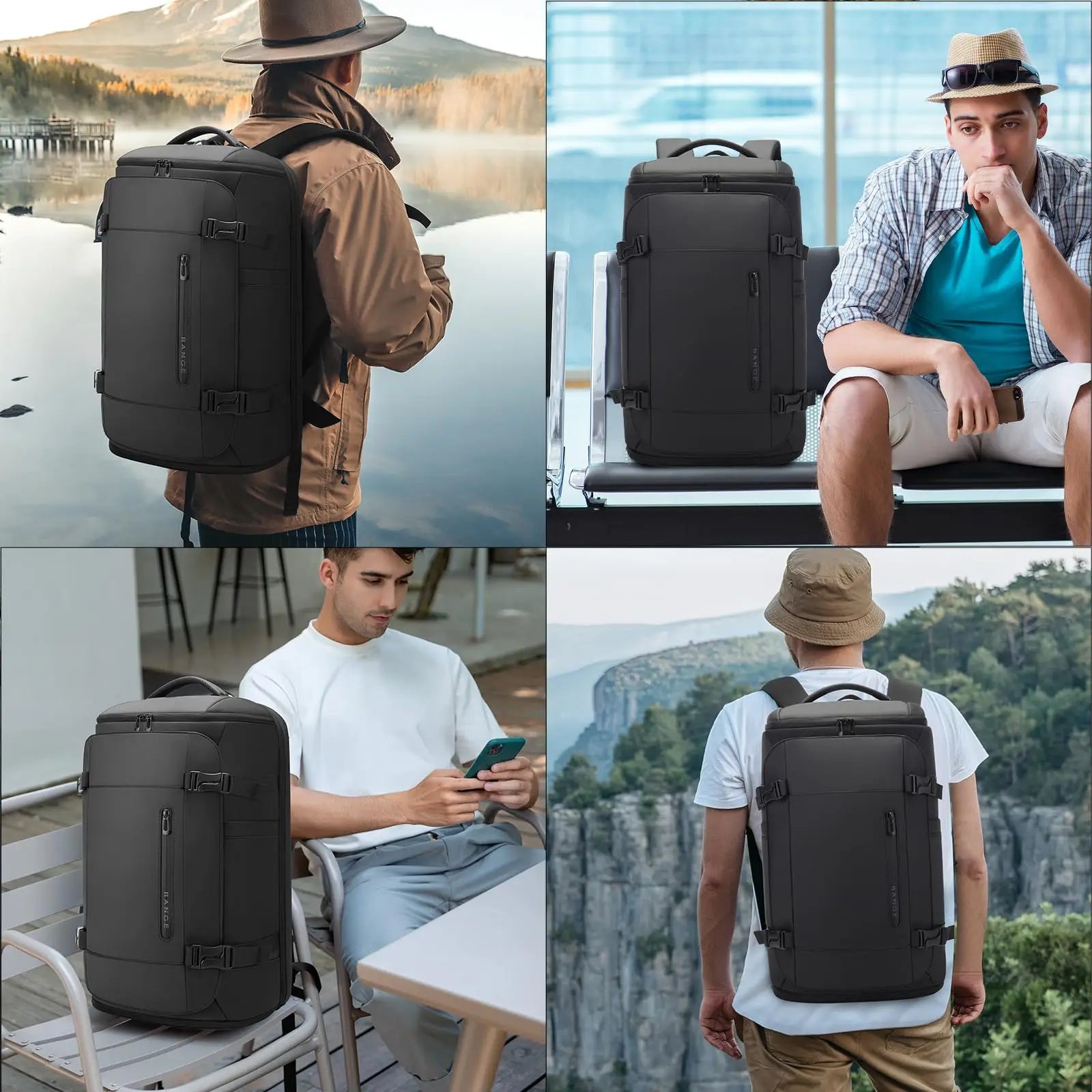 Mochila de Viaje de Gran Capacidad con Compartimento para Zapatos y Portátil