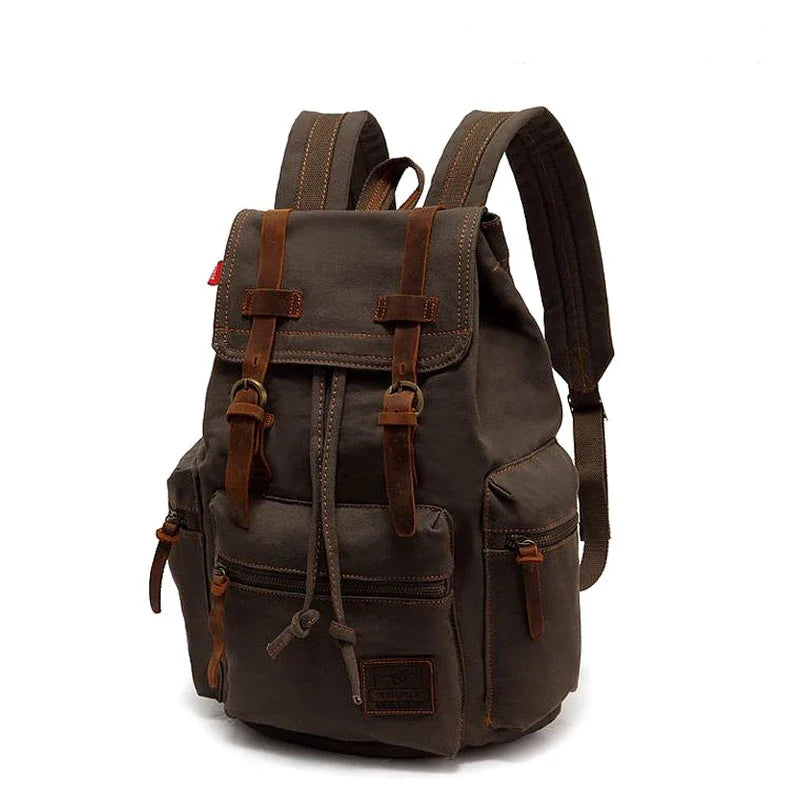 Mochila Vintage Verde Militar – Lona de Alta Resistencia y Capacidad 35L