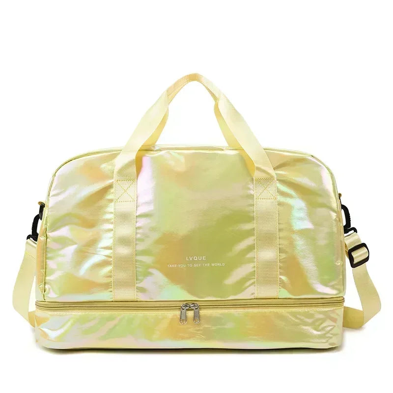 Bolsa Deportiva Unisex Amarilla de Nylon – Energía y Funcionalidad