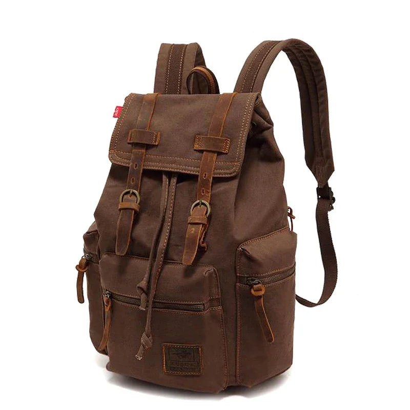 Mochila Vintage Coffee – Lona Premium de Gran Capacidad y Estilo Retro