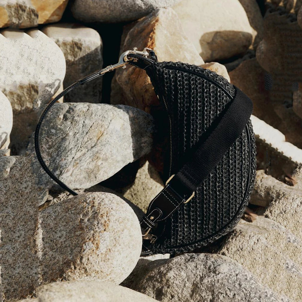 Bolso Bandolera de Rafia Tejida Compacto para Playa